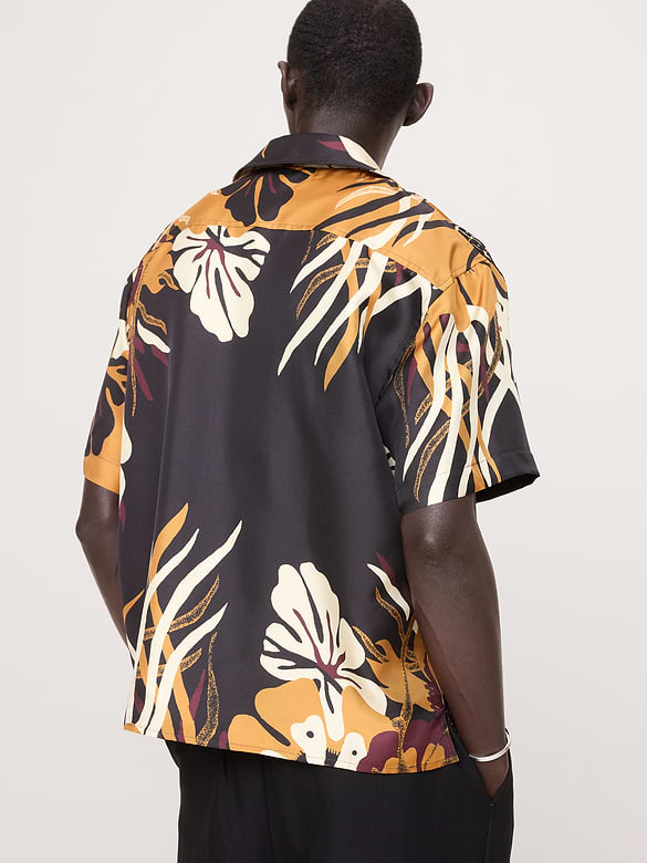 Standard-Fit Silk Resort Shirt