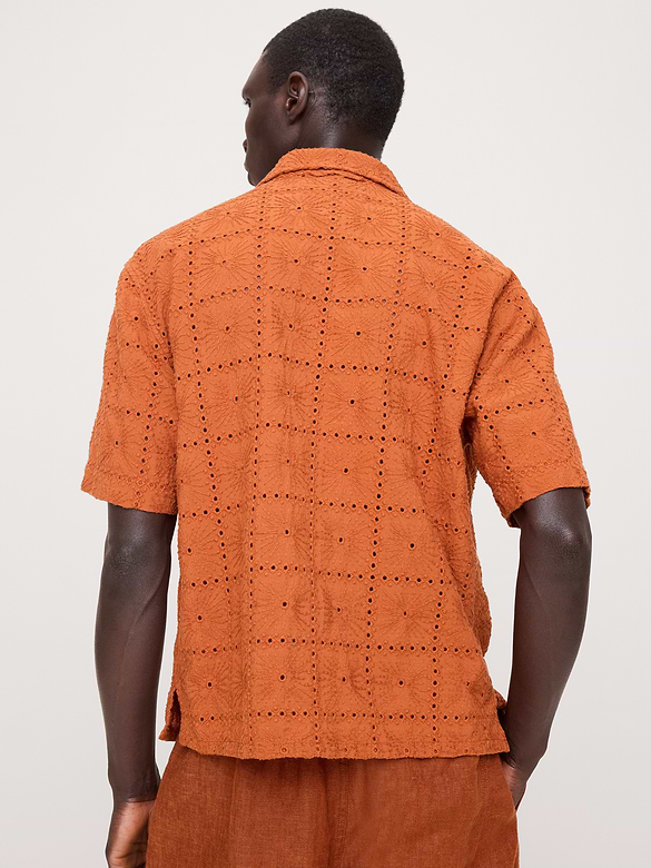 Relaxed-Fit Embroidered Cotton Eyelet Resort Shirt
