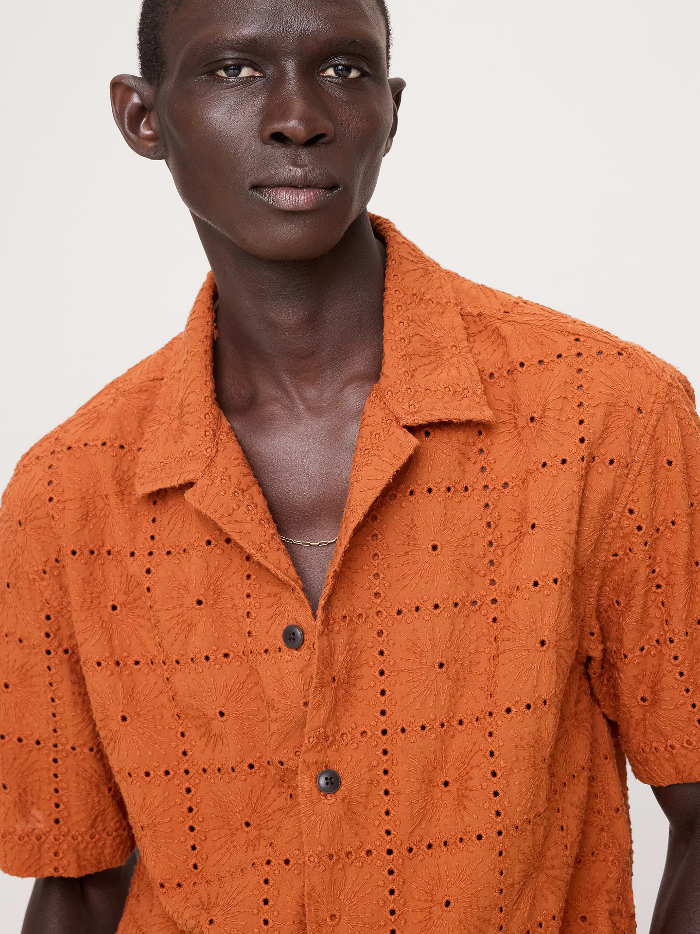 Image number 4 showing, Relaxed-Fit Embroidered Cotton Eyelet Resort Shirt