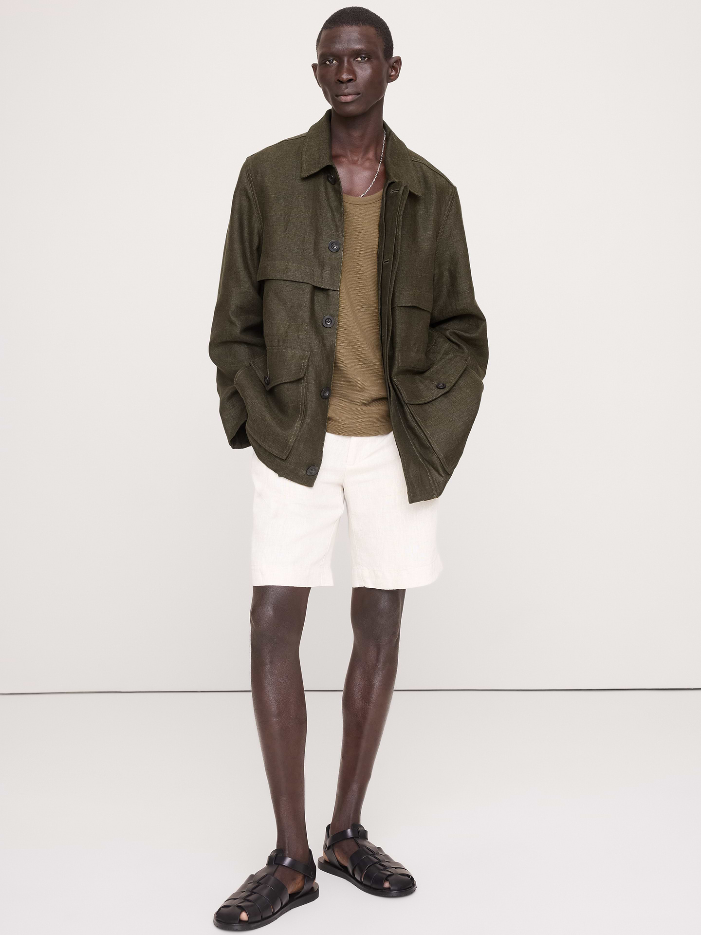 L'image numéro 1 présente Veste utilitaire en toile de lin