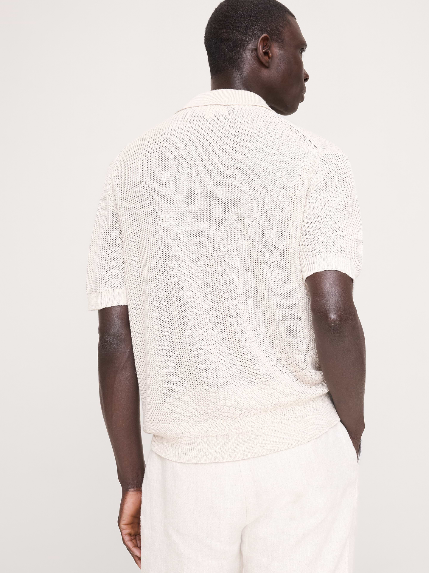 Image number 2 showing, Linen-Cotton Johnny-Collar Sweater Polo