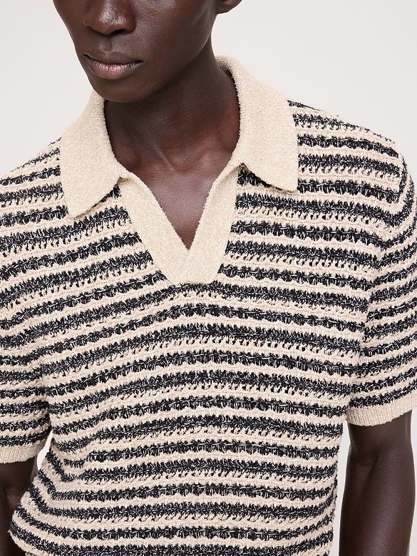 Textured Stripe Sweater Polo
