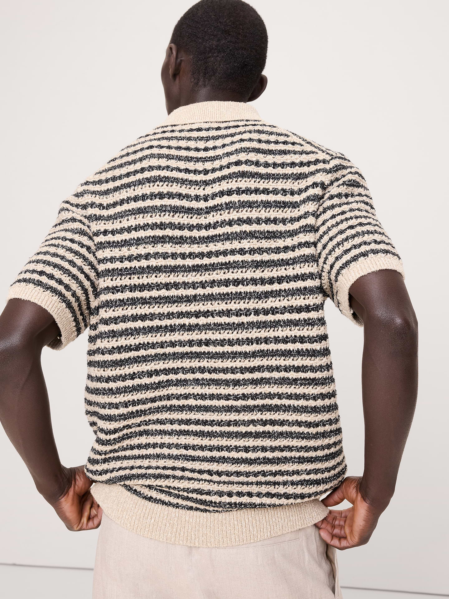 L'image numéro 3 présente Polo en tissu bouclé à rayures