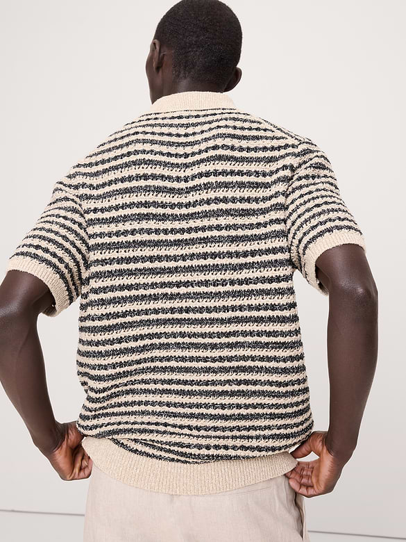 Textured Stripe Sweater Polo