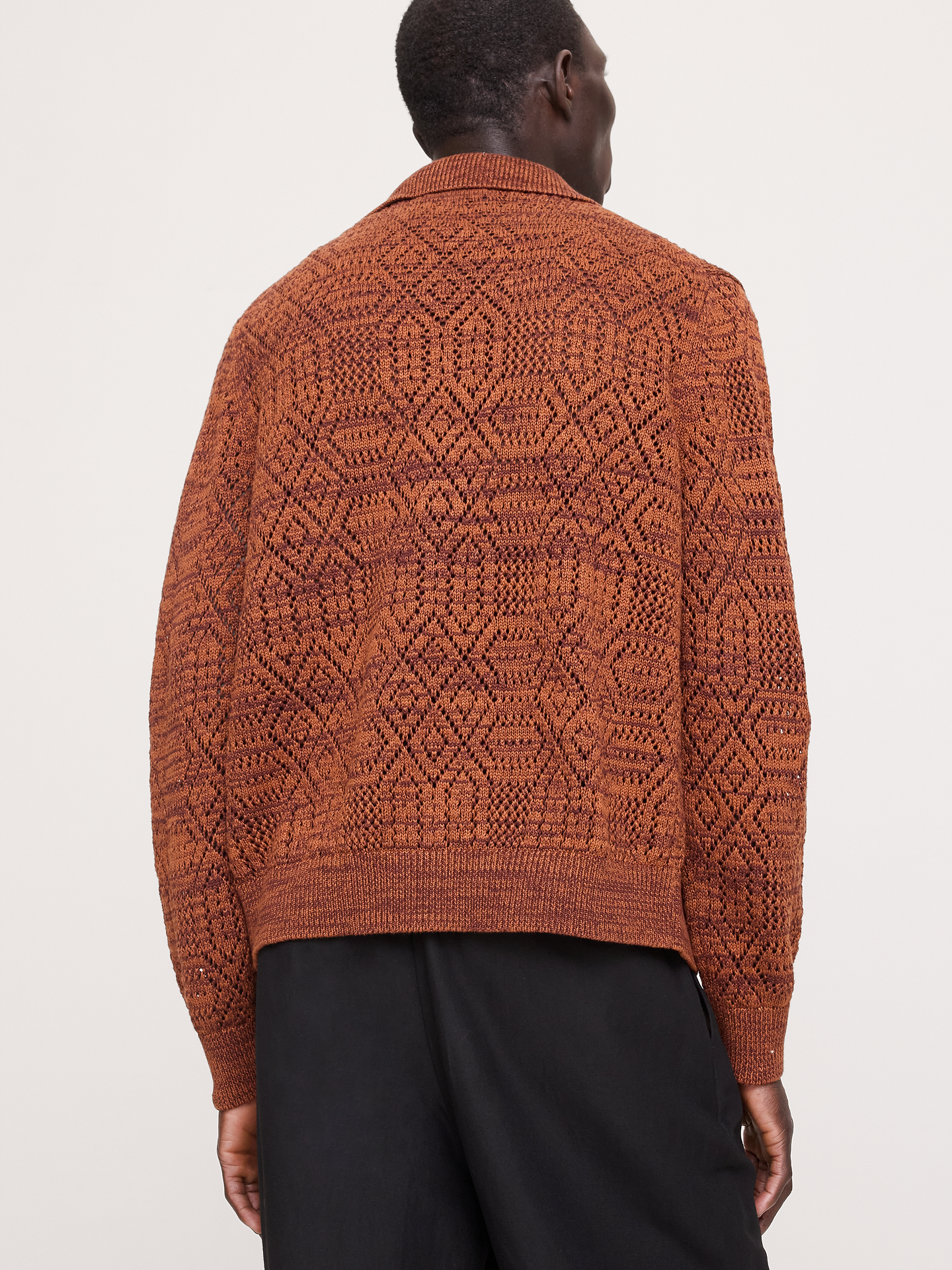 Image number 3 showing, Linen-Cotton Textured Polo Cardigan