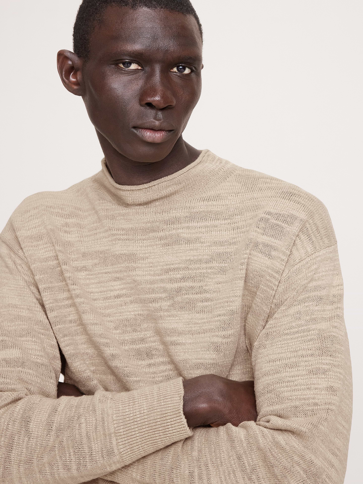 L'image numéro 3 présente Chandail à encolure roulée en tricot de mélange de coton flammé