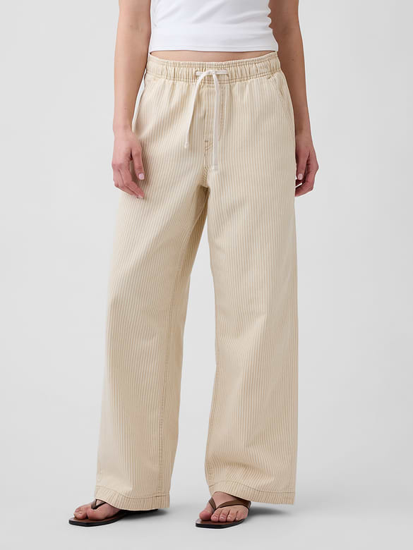 High Rise Pull-On Wide-Leg Jeans