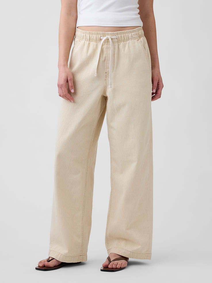 Image 2 of 7, High Rise Pull-On Wide-Leg Jeans
