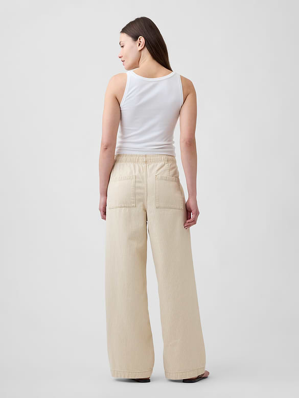 High Rise Pull-On Wide-Leg Jeans