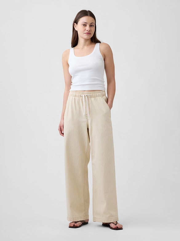 High Rise Pull-On Wide-Leg Jeans