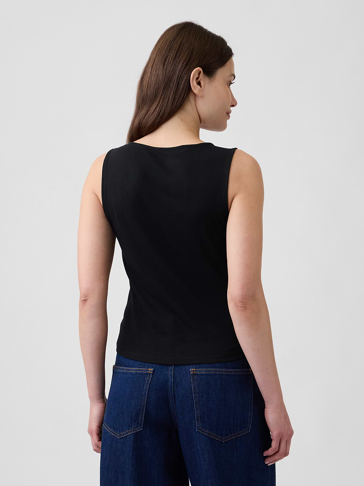 Image 2 of 5, Modern Ribbed Asymmetrical Button-Side Top