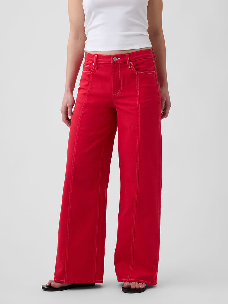 Image 2 of 7, Mid Rise Wide-Leg Jeans