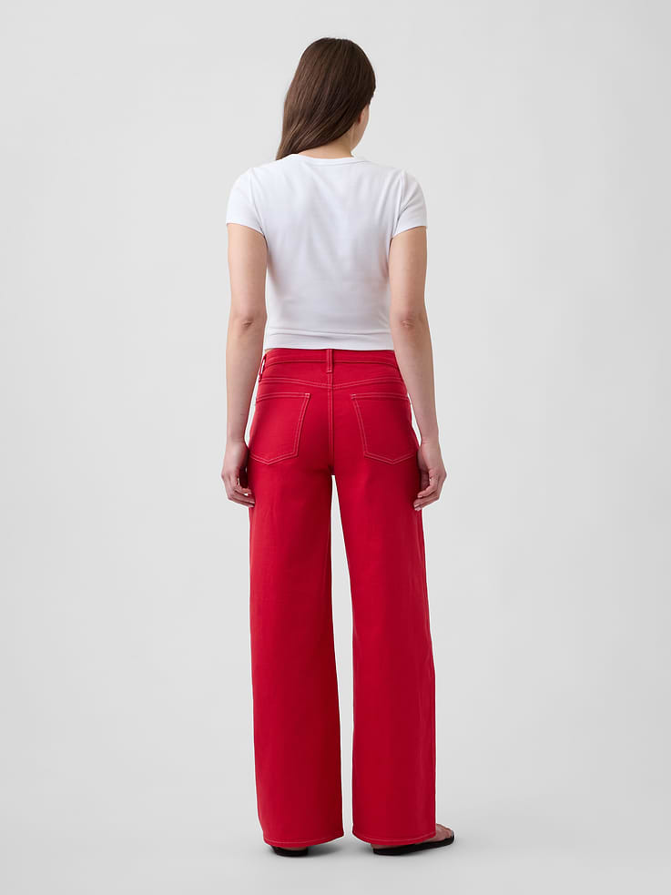 Image 4 of 7, Mid Rise Wide-Leg Jeans