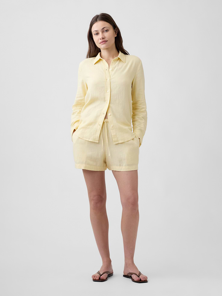 Image number 1 showing, 4" Pull-On Linen-Blend Shorts