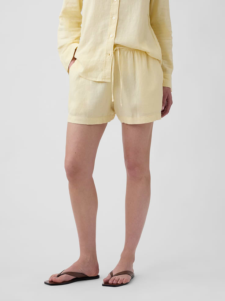 Image number 2 showing, 4" Pull-On Linen-Blend Shorts