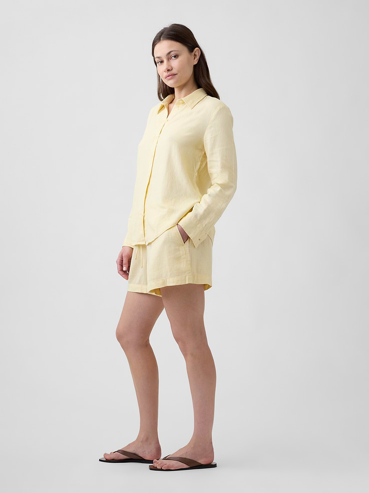 Image number 3 showing, 4" Pull-On Linen-Blend Shorts