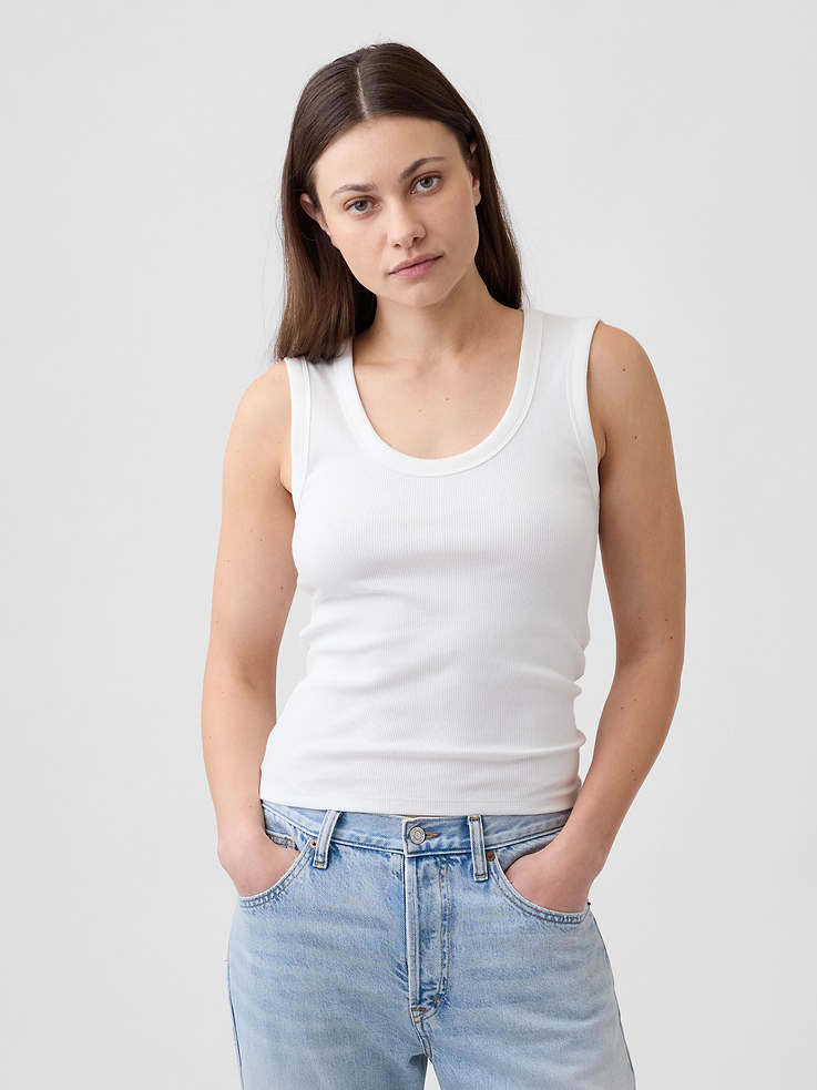 Image number 1 showing, Ribbed Scoopneck Tank Top