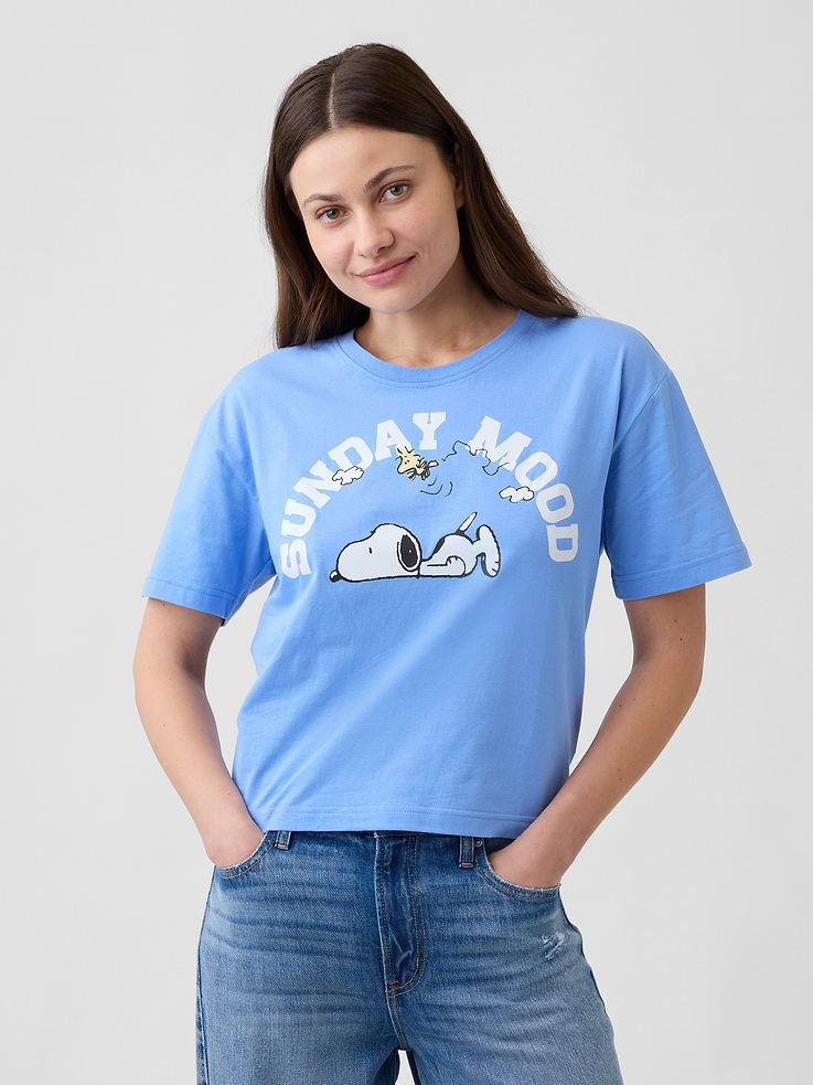 Image 1 of 5, Soft jersey knit., Dropped shoulder, short sleeves., Crewneck., Graphic at front., Product #1175952