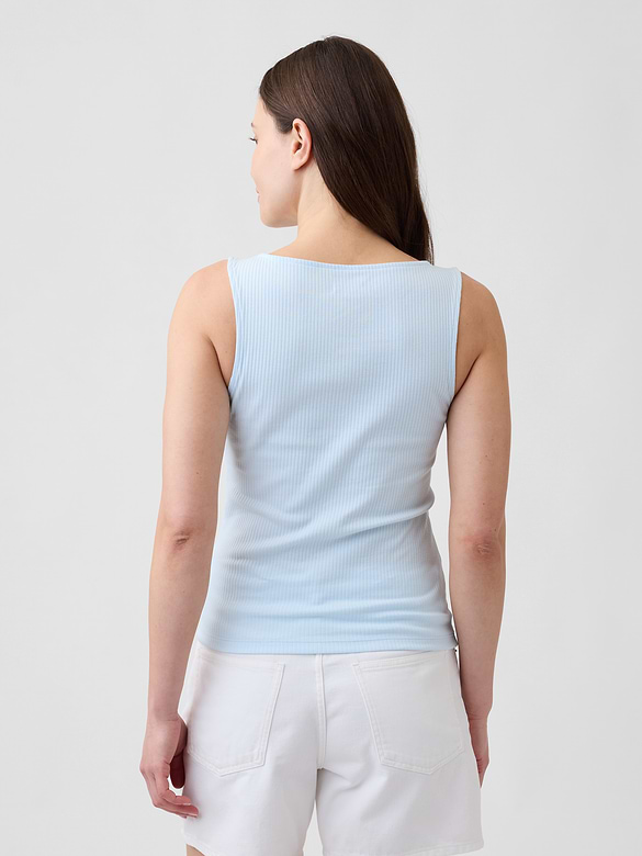 Ribbed Button-Up Top