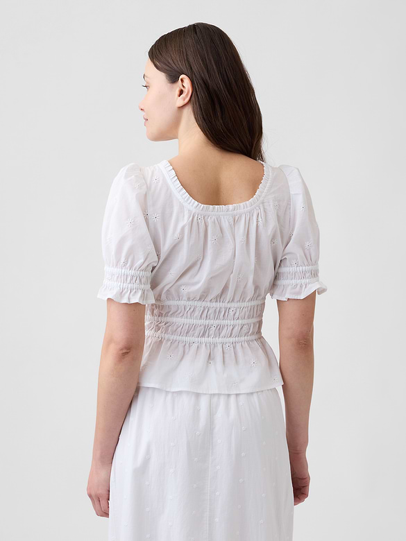 Smocked Puff Sleeve Top