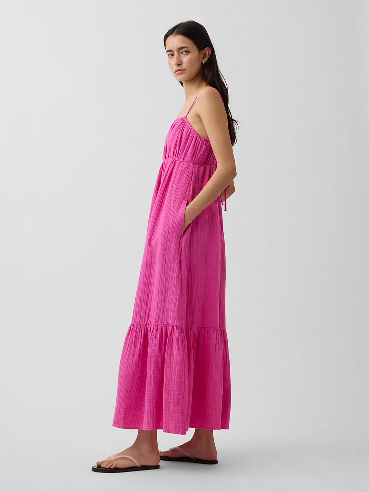 Image number 3 showing, Cotton Gauze Tiered Empire Waist Dress