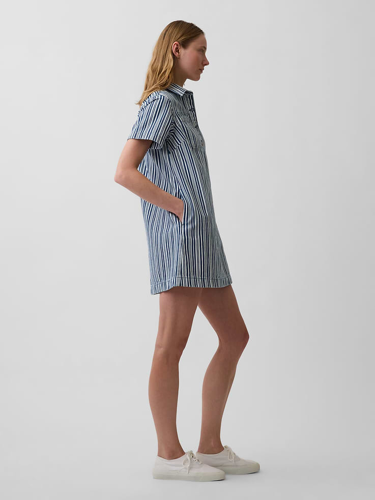 Image number 3 showing, Denim Stripe Popover Mini Dress