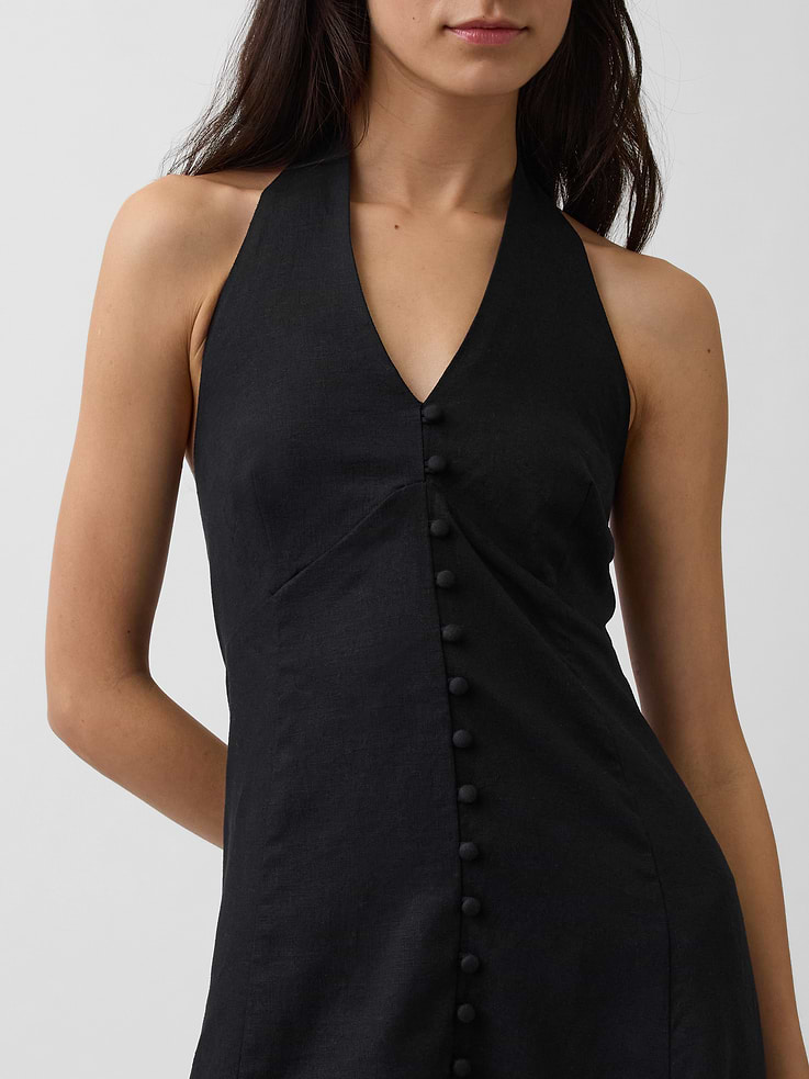 Image number 4 showing, Linen-Blend Halter Maxi Dress