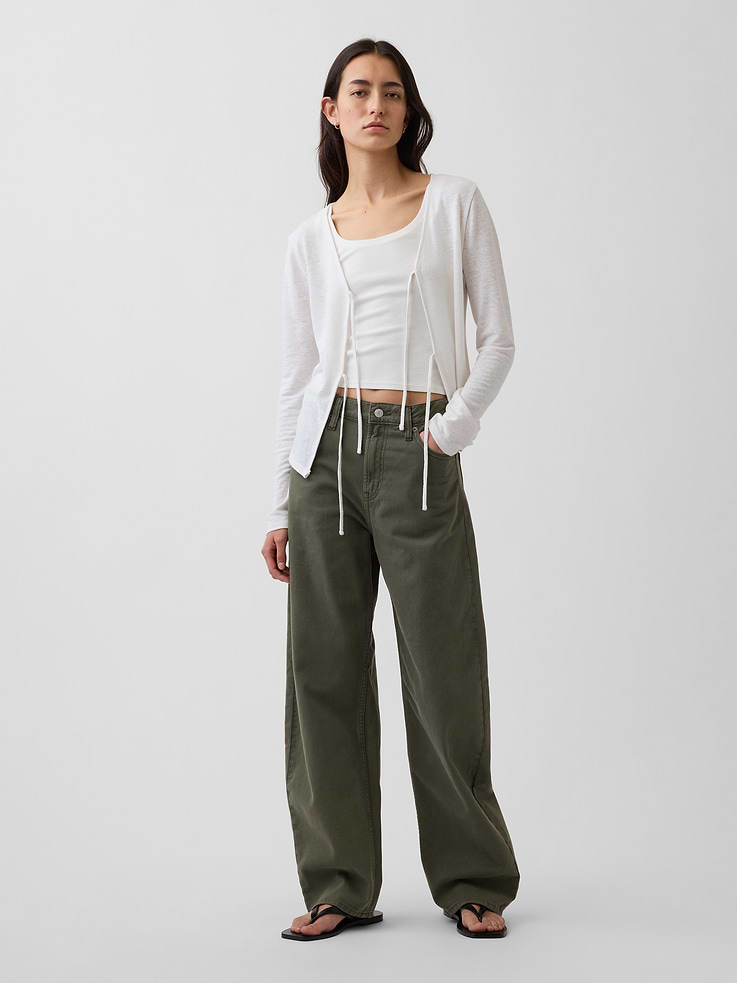 Image number 2 showing, Linen-Blend Tie-Front Cardigan