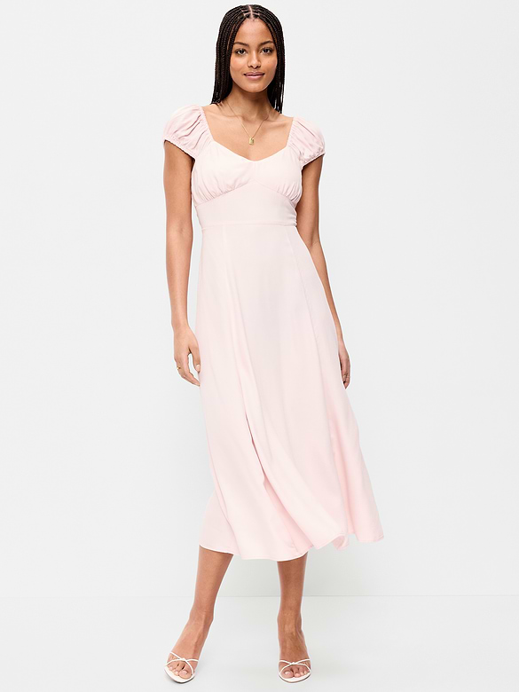 Short-Sleeve Fit & Flare Midi Dress