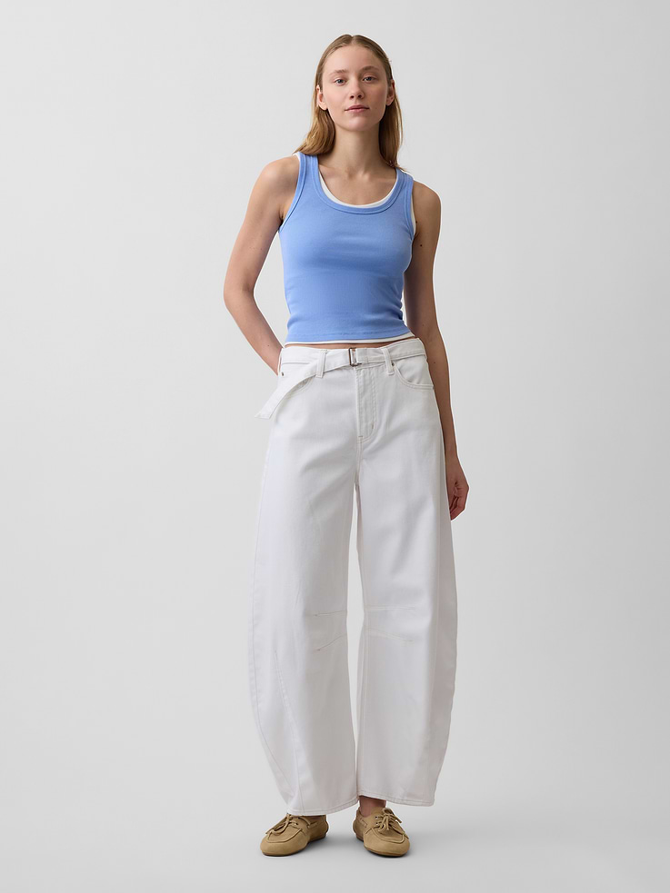 Image number 1 showing, High Rise UltraSoft Belted Horseshoe Jeans