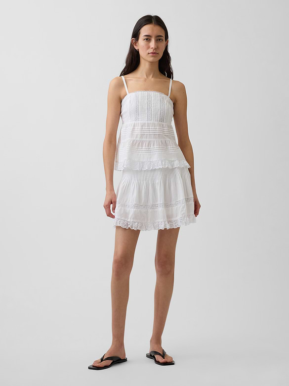 Pintuck Lace-Trim Easy Mini Skort