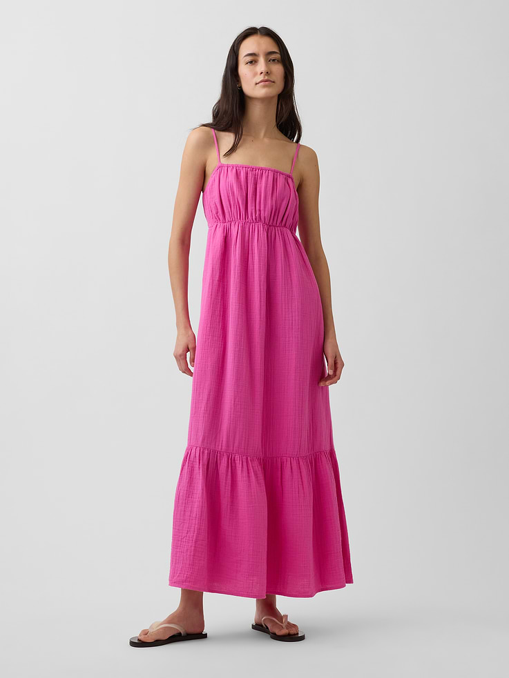 Image number 1 showing, Cotton Gauze Tiered Empire Waist Dress