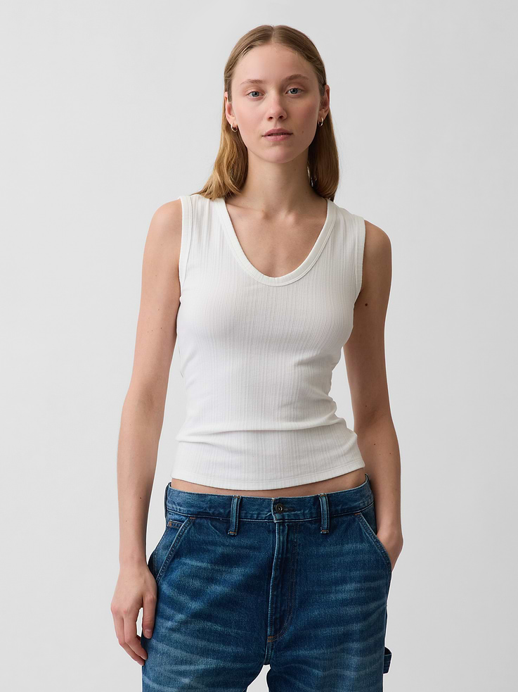 Image number 1 showing, Variegated Rib Tank Top