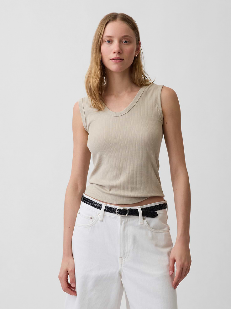 Image number 1 showing, Variegated Rib Tank Top