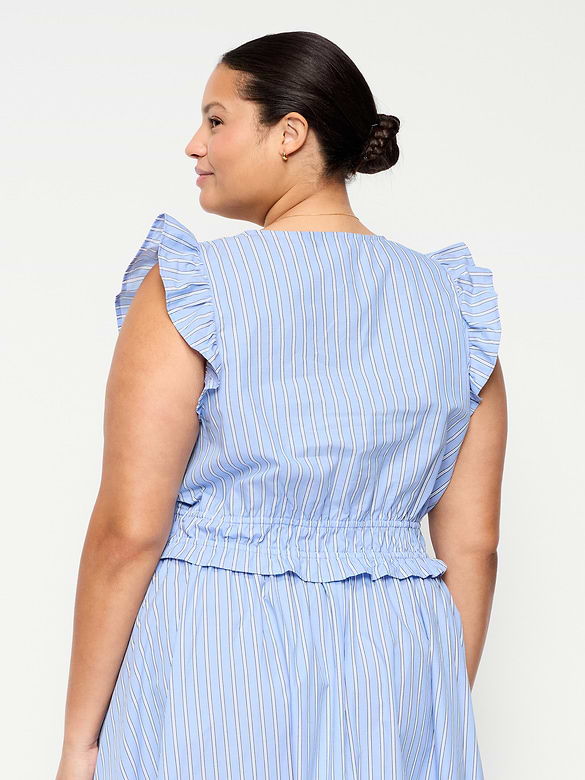 Flutter-Sleeve Poplin Top