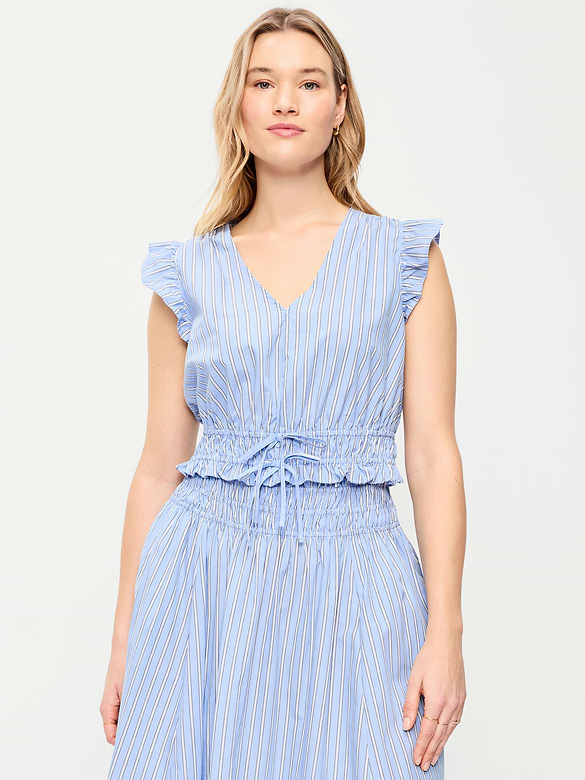 Flutter-Sleeve Poplin Top