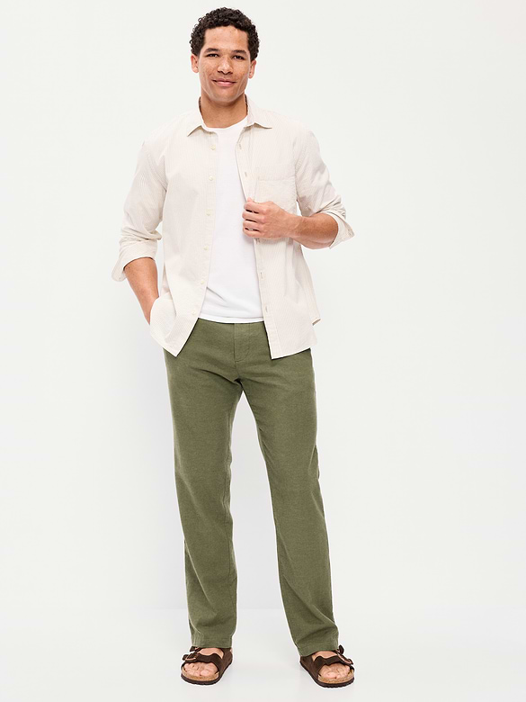 90's Straight-Fit Linen-Blend Dress Pants