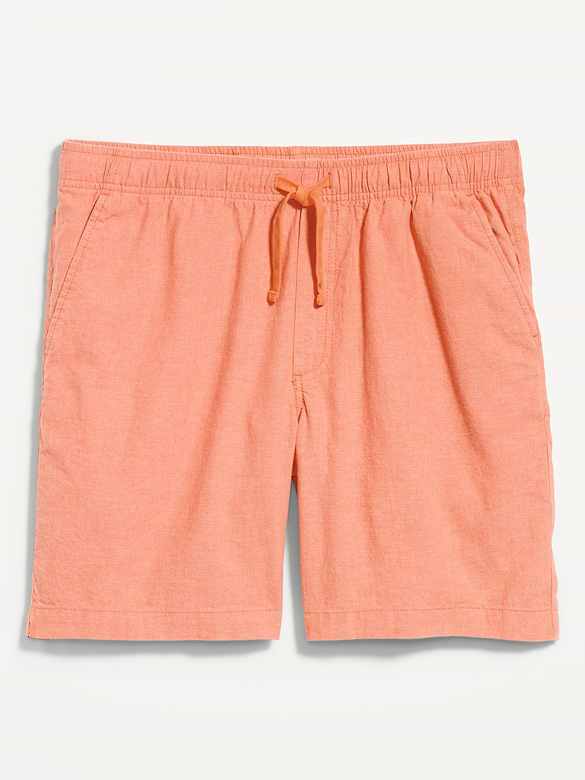 Short de jogging en mélange de lin, entrejambe de 18 cm