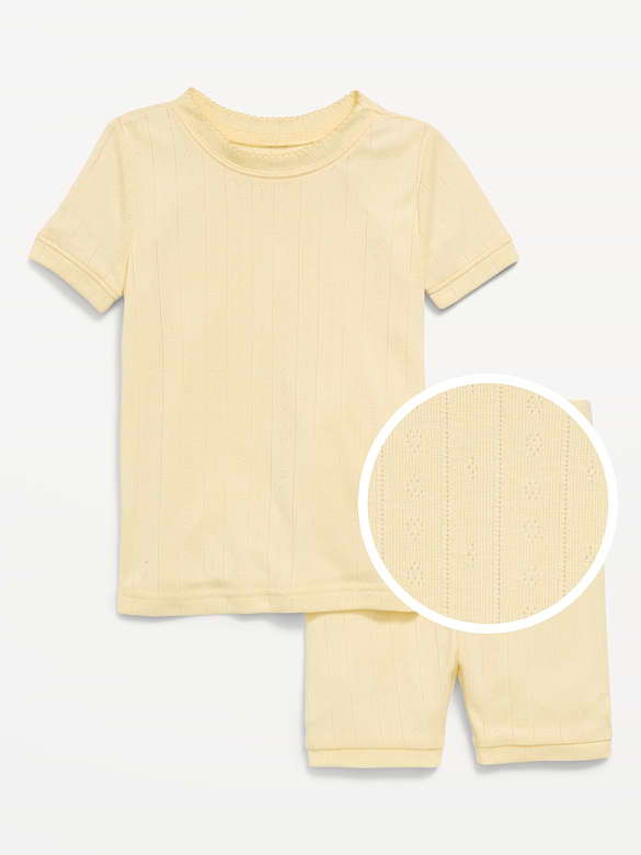 Snug-Fit Pointelle-Knit Pajama Set for Toddler & Baby