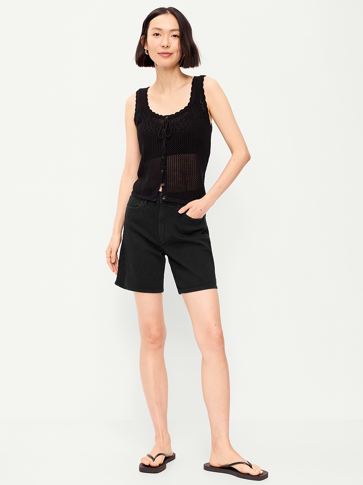 Image number 1 showing, High-Waisted Wow Jean Shorts -- 7-inch inseam