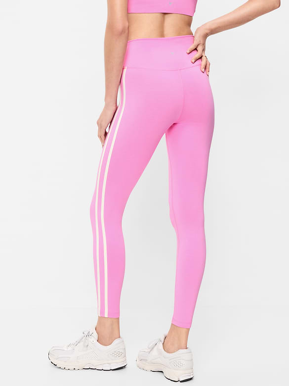 Legging à rayures latérales en coton à taille haute longueur 7/8 PowerChill