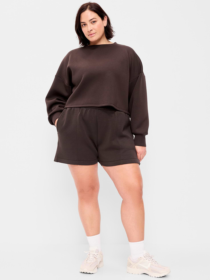 Image number 6 showing, High-Waisted Bounce Fleece Shorts -- 5-inch inseam