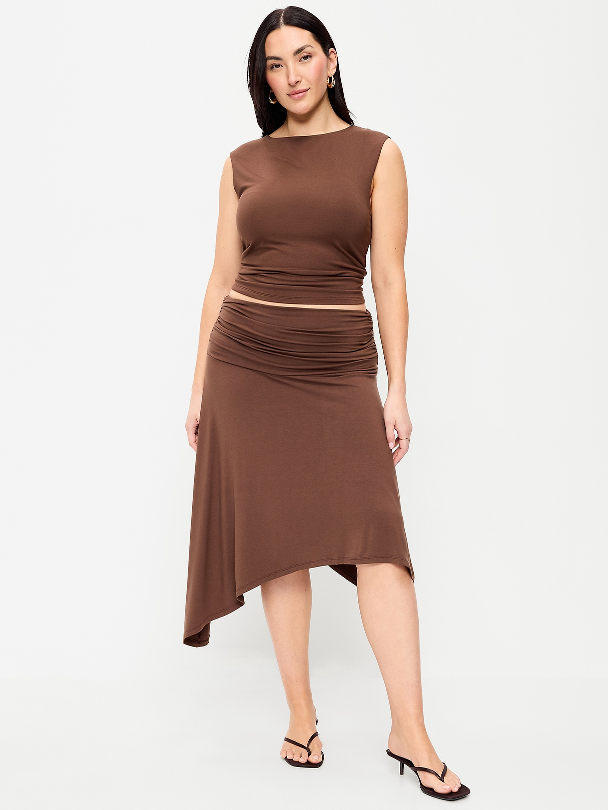 Asymmetrical Draped Midi Skirt | Old Navy