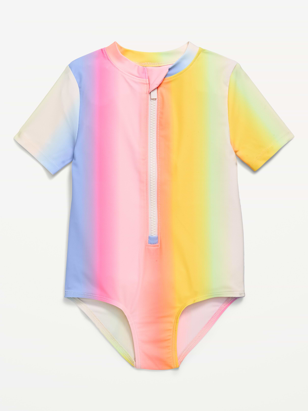 Image number 1 showing, Zip-Front Rashguard One-Piece Swimsuit for Toddler Girls