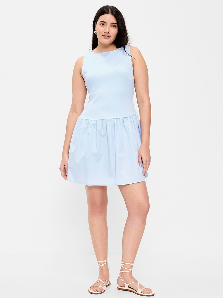 Image number 6 showing, Mixed Media Drop-Waist Mini Dress