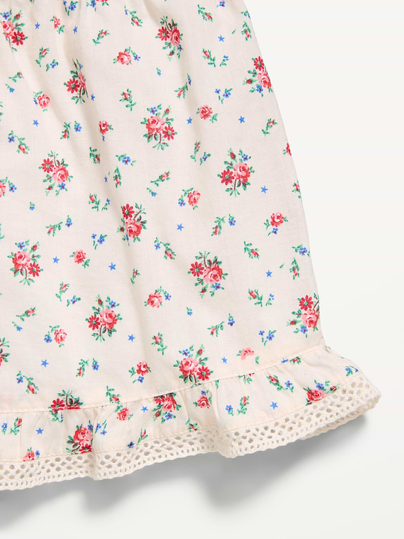Printed Short-Sleeve Ruffled Top and Shorts Set for Toddler Girls