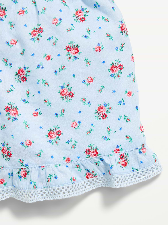 Printed Short-Sleeve Ruffled Top and Shorts Set for Toddler Girls