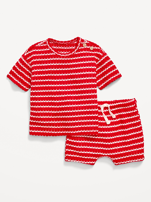 Short Short-Sleeve Crochet-Knit Top and Shorts Set for Baby on clearance at Old Navy — 63% off