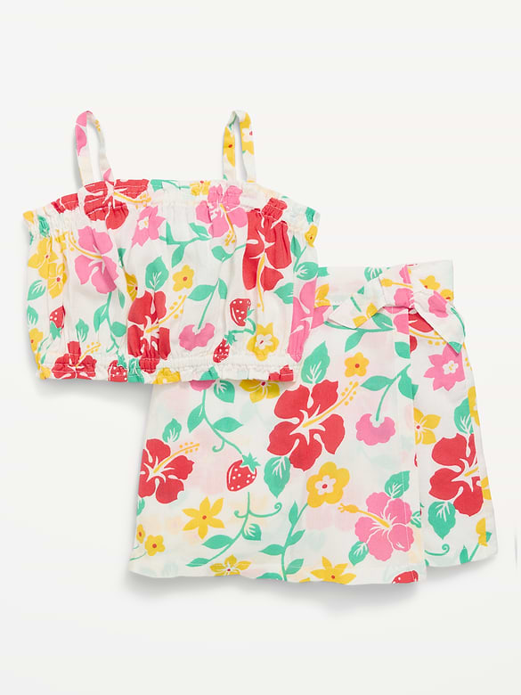 Ensemble jupe-short et haut sans manches à motif pour toute-petite