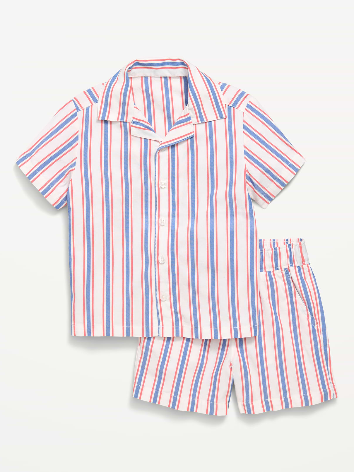 Image number 1 showing, Short-Sleeve Striped Poplin Shirt and Shorts Set for Toddler Boys